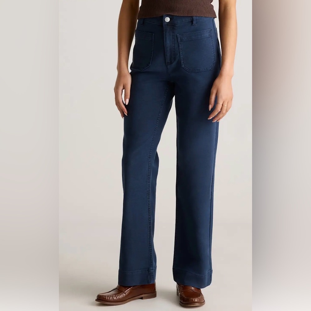 Quince Women French Terry Wide Leg Pants Deep Navy Size 4